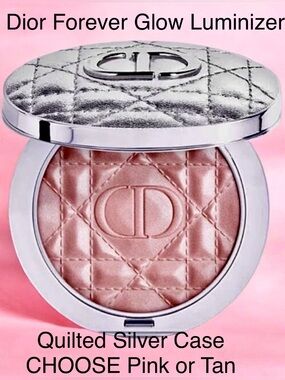 Dior NIB Silver Quilted Case Forever Glow Luminizer CHOOSE Pink or Gold (tan)